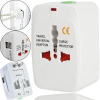 Універсальний мережевий перехідник штекер в розетку 1000 mA Universal adaptor SL-823 2USB, Адаптер для розетки EU UK US CA Japan з юсб для подорожей