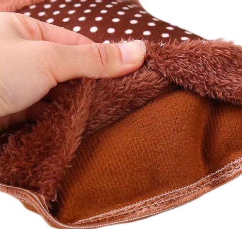 Электрическая водяная грелка Hot Water Bag HD-03 для согревания рук 500W Плюшевая мягкая муфта электрогрелка с подогревом 34х24 см от сети Коричневая
