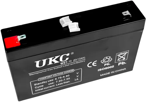 Акумуляторна батарея UKC 6V 10Ah WST-10 універсальний свинцево-кислотний акумулятор 6В 10Ач для торгового обладнання та іграшок