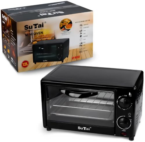 Міні електропіч Su Tai ST-9812 700W 12 л настільна електрична духовка з таймером і механічним управлінням температур 60-230 градусів від мережі