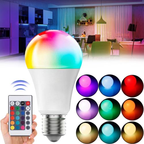 Светодиодная LED лампа Anslut Standard Bulb MAG-719 умная цветная RGB лампочка 16 цветов с патроном E27 регулируемой яркостью и пультом ДУ 9W
