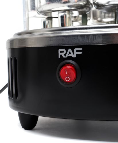 Вертикальная электрошашлычница RAF R.8612 1000W на 6 шампуров, электрическая настольная шашлычница со съемным поддоном и защитным кожухом для дома