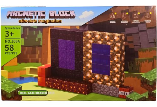 Детский магнитный конструктор Майнкрафт Magnetic Block Minecraft Z05A на 58 деталей 2х2 см разноцветные развивающие 3D кубики для детей от 3-х лет
