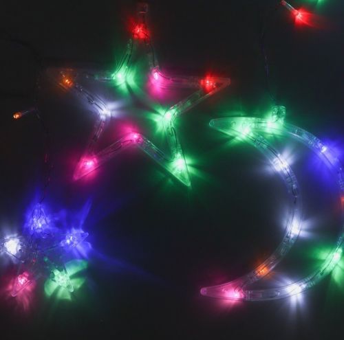 Внутрішня кольорова гірлянда завісу зірки Star Style 2.5х1 м 138 LED діодів M, Світлодіодна RGB гірлянда-завісу 12 зірок на вікно 2. 5мх1м 220V