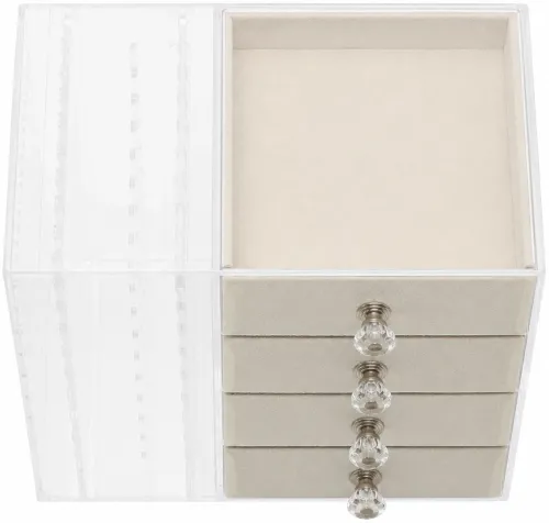 Шкатулка для зберігання ювелірних прикрас Jewelry Box LD-1033, акриловий органайзер із 6-секційними шухлядами для біжутерії та аксесуарів XL-1831