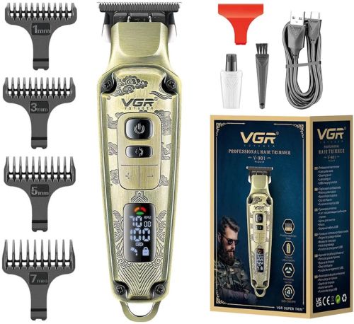 Акумуляторна машинка для стрижки волосся VGR V-901 5W бездротовий чоловічий тример для стрижки і окантовки бороди і вусів зі змінними насадками V901
