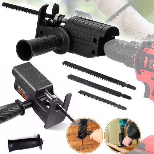 Насадка на дриль лобзик Saw Converter шабельна пила з швидкознімним механізмом і 3 полотнами для різання металу і дерева 7 мм адаптер на шуруповерт
