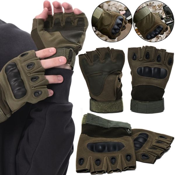 Тактичні рукавички з відкритими пальцями Glove Support 7844 безпалі чоловічі військові рукавички з протиударними вставками для захисту кісточок Хакі
