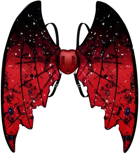 Дитячі рухливі крила Дракона Shadow Angel 2 електричні карнавальні крила на ремінцях з підсвічуванням музикою і ефектом пурхання 68 см червоні
