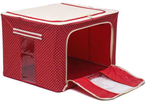 Складаний органайзер з кришкою Stenson TD00560 XL кофр для зберігання речей та одягу з віконцем і ручками 60х42х40 см розкладна коробка бокс на 100 л