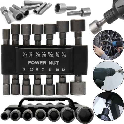 Набір торцевих шестигранних головок Power Nut Driver 14pcs комплект швидкозмінних насадок з тримачем для зберігання, посилені біти для шуруповерта