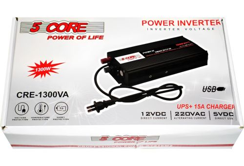 Автомобільний інвертор 5 CORE UPS AC/DC 12V-220V 1300W CRE-1300VA перетворювач напруги струму 12В 220В із зарядним від мережі та акумулятора