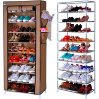 Розкладний тканинний шафа органайзер Compages Shoes Shelf T - 1099 складаний каркасний стелаж для зберігання взуття Shoe Cabinet 160x60x30 Коричневий