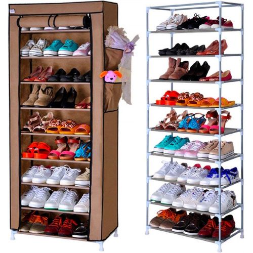 Розкладний тканинний шафа органайзер Compages Shoes Shelf T - 1099 складаний каркасний стелаж для зберігання взуття Shoe Cabinet 160x60x30 Коричневий
