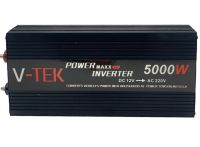 Автомобільний інвертор V-TEK PowerMaxx SSK-5000W 12V - 220V від прикурювача і акумулятора, Авто перетворювач напруги струму 12В 5000Вт, Чорний