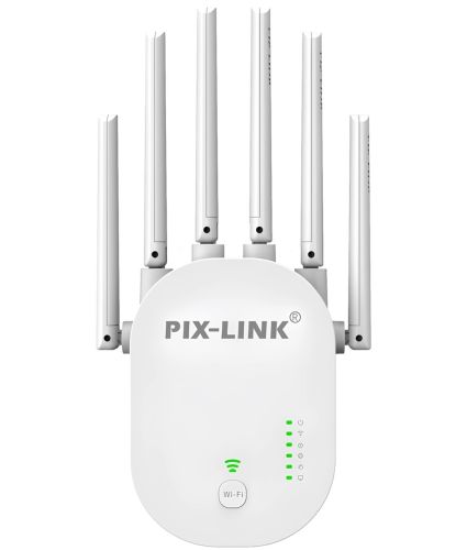 Бездротовий WI-FI ретранслятор Repeater Pix-Link LV-WR60T підсилювач сигналу до 300 Мбіт з WLAN ретранслятор розширювач діапазону вай фай роутера 6 антен