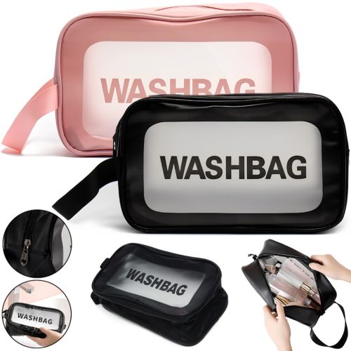 Косметичка органайзер для хранения косметики Washbag XL-1018 прозрачная дорожная сумка, водонепроницаемый несессер на молнии с ручкой Travel Bag