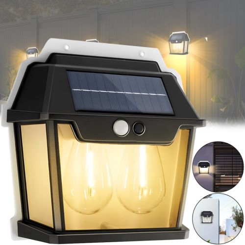 Вуличний настінний світильник Coba Solar Wall Lamp HW-888 - 2W акумуляторний підвісний ліхтар на сонячній батареї з датчиком руху 2 лампи 3 режими