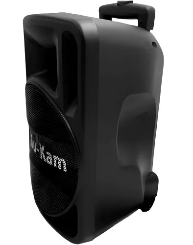 Акумуляторна колонка караоке Su-Kam BT-100D 500W USB AUX SD портативна акустична Bluetooth система з бездротовим мікрофоном 12V/220V Чорна