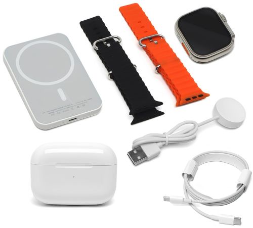 Комплект Aemax 3 в 1 наручний Смарт годинник Smart Watch RM22 вакуумні Bluetooth навушники AirPods Pro і бездротової power bank MagSafe для телефону