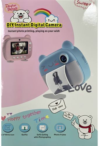 Дитячий фотоапарат з миттєвим друком DIY Instant Digital Camera M3 3 в 1 цифрова камера полароїд для фото і відео на акумуляторі Рожевий