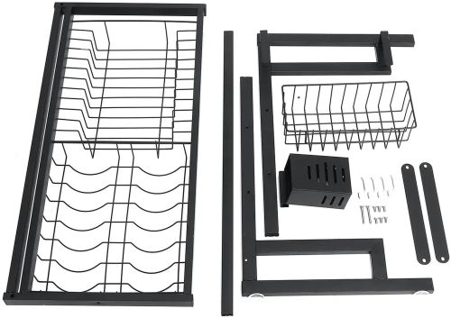 Сушарка для зберігання посуду над раковиною Storage Shelf Sink Rack XL - 738 двоярусна полиця для сушіння, настільний органайзер на мийку XY-6203 Чорний