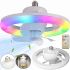 Електричний стельовий вентилятор із LED-лампою Fan Light CHP-008 2835 2-в-1 у патроні E27 з пультом дистанційного керування, RGB-люстра з вентилятором