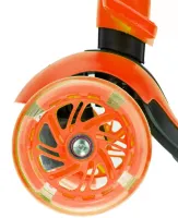 Трехколесный детский самокат беговел Scooter FYS-2864 Orange 5 в 1 со складным сиденьем, родительской ручкой и светящимися колесами Оранжевый