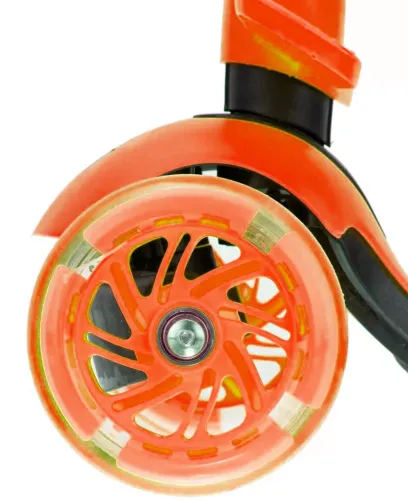 Трехколесный детский самокат беговел Scooter FYS-2864 Orange 5 в 1 со складным сиденьем, родительской ручкой и светящимися колесами Оранжевый