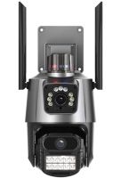 Кольорова Вулична IP камера відеоспостереження з подвійною камерою P11 WiFi відеокамера з нічною зйомкою, датчиком руху і мікрофоном 3МП SD RJ45