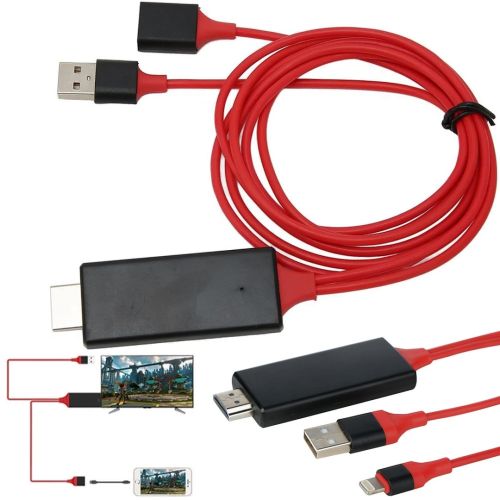 Конвертер видео MHL HDMI G02 гибкий переходник кабель для передачи HD видео с телефона на телевизор 1 м, адаптер на Type-C Micro G-02 Красный