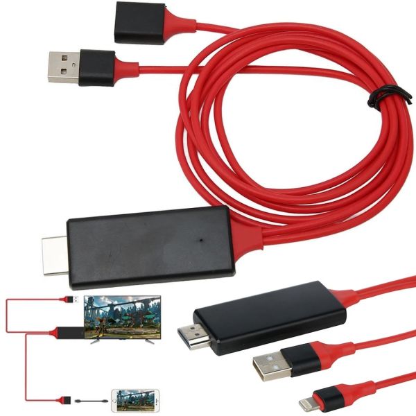 Конвертер відео MHL HDMI G02 гнучкий перехідник кабель для передачі HD відео з телефону на Телевізор 1 м, адаптер на Type-C Micro G-02 Червоний
