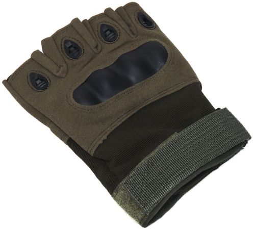 Тактичні рукавички з відкритими пальцями Glove Support 7844 безпалі чоловічі військові рукавички з протиударними вставками для захисту кісточок Хакі