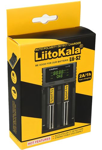 Зарядное устройство для аккумуляторов LiitoKala Lii-S2 универсальная зарядка c LCD дисплеем индикатором для батареек 18650 на 2 аккумулятора от USB