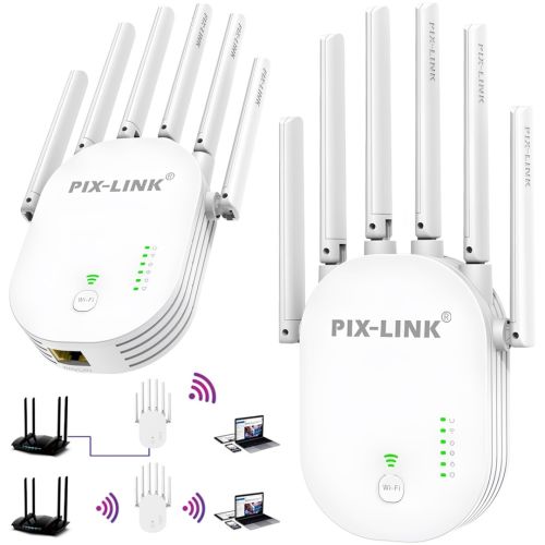 Бездротовий WI-FI ретранслятор Repeater Pix-Link LV-WR60T підсилювач сигналу до 300 Мбіт з WLAN ретранслятор розширювач діапазону вай фай роутера 6 антен