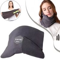 Дорожня подушка-шарф для шиї Supretto Travel Pillow для подорожей, туристична флісова подушка в дорогу і для сну в машину сіра