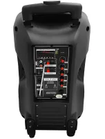 Акумуляторна колонка караоке Su-Kam BT-100D 500W USB AUX SD портативна акустична Bluetooth система з бездротовим мікрофоном 12V/220V Чорна