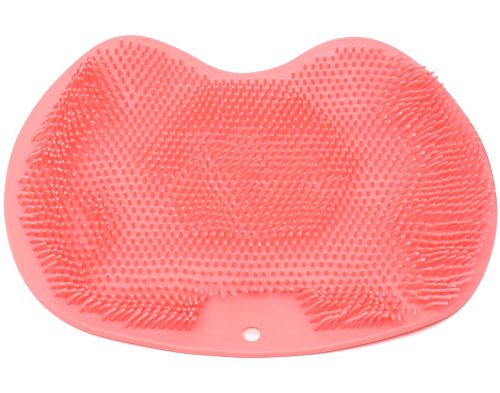 Силиконовый массажный коврик Чистюля щетка Shower Foot Scrubber Mat Pink LY-379 для спины и ног на присосках, настенная мочалка для душа Розовая