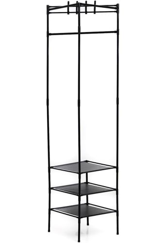 Кутова вішалка для одягу та взуття Corner Coat Rack YP301 вертикальна стійка з гачками TM2 - 202 для зберігання речей на три полиці 185х40 см TM3-303 Black