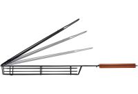 Решітка гриль для барбекю Barbecue Grill Basket 49 см одинарна сітка з дерев'яною ручкою для риби, овочів і кебаба, кошик-гриль для мангала Maclay вузька