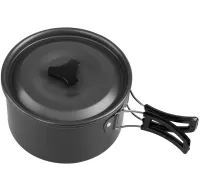 Туристичний кухонний набір посуду Cooking Set SY-200 «2 в 1»: комплект, що складається зі сковорідки, каструлі та кухонного приладдя, у чохлі для кемпінгу DS-200