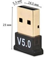 Міні адаптер USB Bluetooth V5.0 з підтримкою мікрофона для ПК, бездротової блютуз стерео приймач передавач для PC Windows 7, 8, 10 Чорний