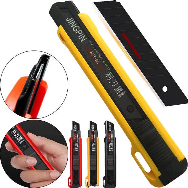 Канцелярський телескопічний ніж Utility knife Jingpin HST-SK 18мм з висувним сегментним лезом для оздоблювальних робіт, будівельний ножик для дому