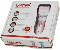 Бездротова електробритва Gemei GM-3052 Pro 3в1 з насадками пемза епілятор з подвійним лезом для зони бікіні та ніг, Жіноча бритва Gemmy Рожева