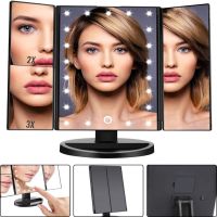 Косметичне потрійне дзеркало з сенсорною кнопкою Superstar Magnifying Mirror JN-817 3 в 1 зі збільшенням, складне дзеркало з LED підсвічуванням Чорне