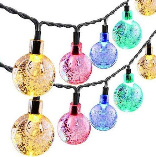 Вулична Садова гірлянда лампочки RGB Crystal Balls Lights 6 метрів 20 LED ліхтариків на сонячній батареї, водонепроникні ліхтарики Solar для саду