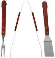 Набір приладдя Kemping Slim G-05 3в1 вилка лопатка щипці для барбекю, Кулінарний комплект GP-4280 3 предмети для пікніка з нержавіючої сталі