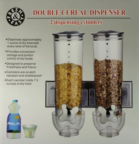 Настенный двойной диспенсер для хранения круп Double Dispenser 2 дозирующих цилиндра, емкость для сыпучих продуктов с дозатором и порционной чашей 