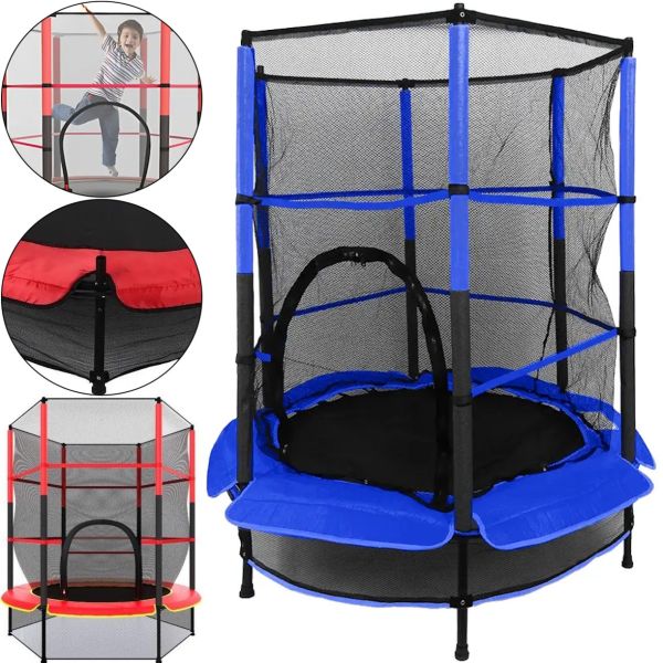 Дитячий батут Tilly BT-RJ-0072 140 см до 60 кг із захисною сіткою та м'якою обшивкою, Круглий батут YH-D007 на пружинах для дому та вулиці для дітей