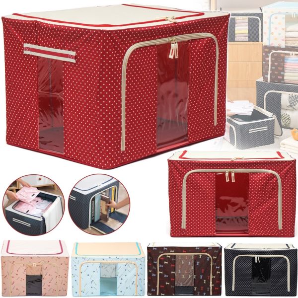 Складаний органайзер з кришкою Stenson TD00560 XL кофр для зберігання речей та одягу з віконцем і ручками 60х42х40 см розкладна коробка бокс на 100 л